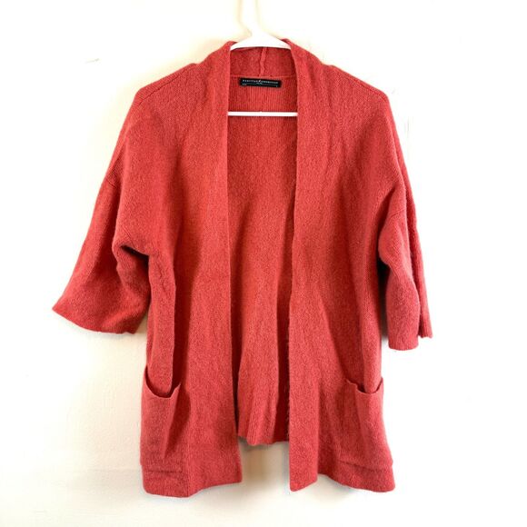 Peruvian Connection Short Sleeve Open Front Alpaca Sweater Pink Women’s S - Picture 1 of 9